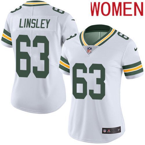 Women Green Bay Packers #63 Corey Linsley White Nike Vapor Limited NFL Jersey->women nfl jersey->Women Jersey